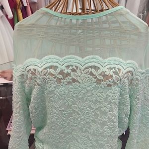 Lace Mint Jacaranda Top ! Sz L